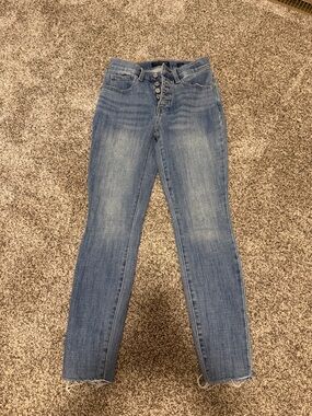 Lucky Brand Medium Blue Skinny Jeans with Button-Fly